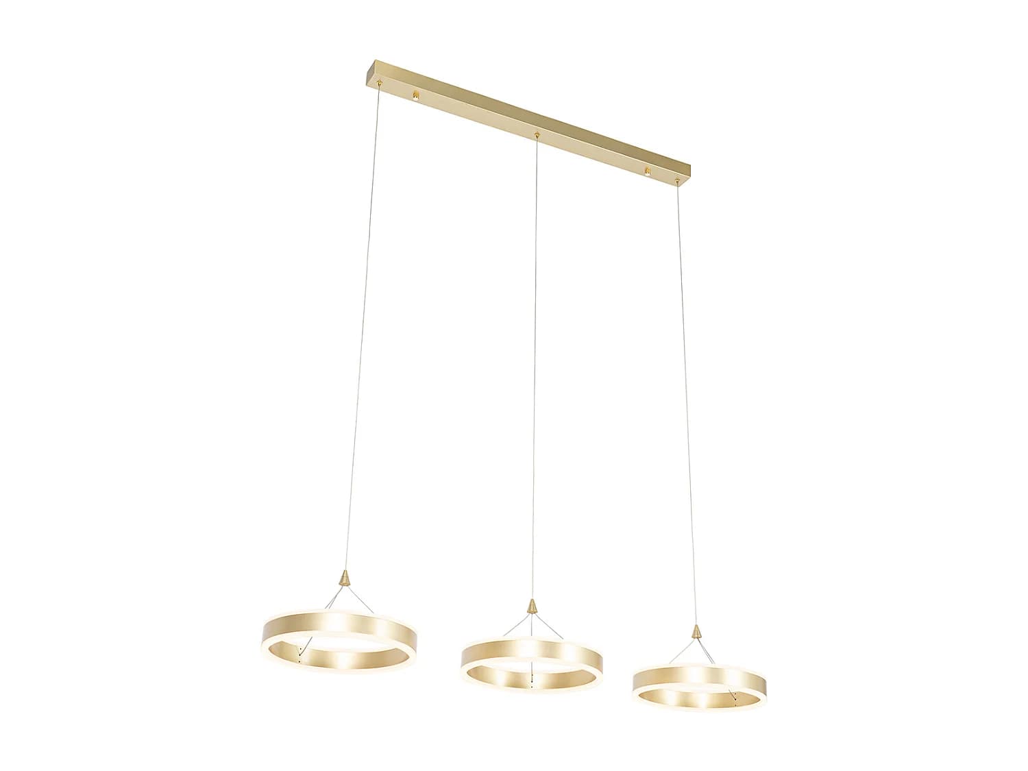 Suspension en laiton rectangulaire avec LED à intensité variable 3 niveaux 3 lumières - Lyani