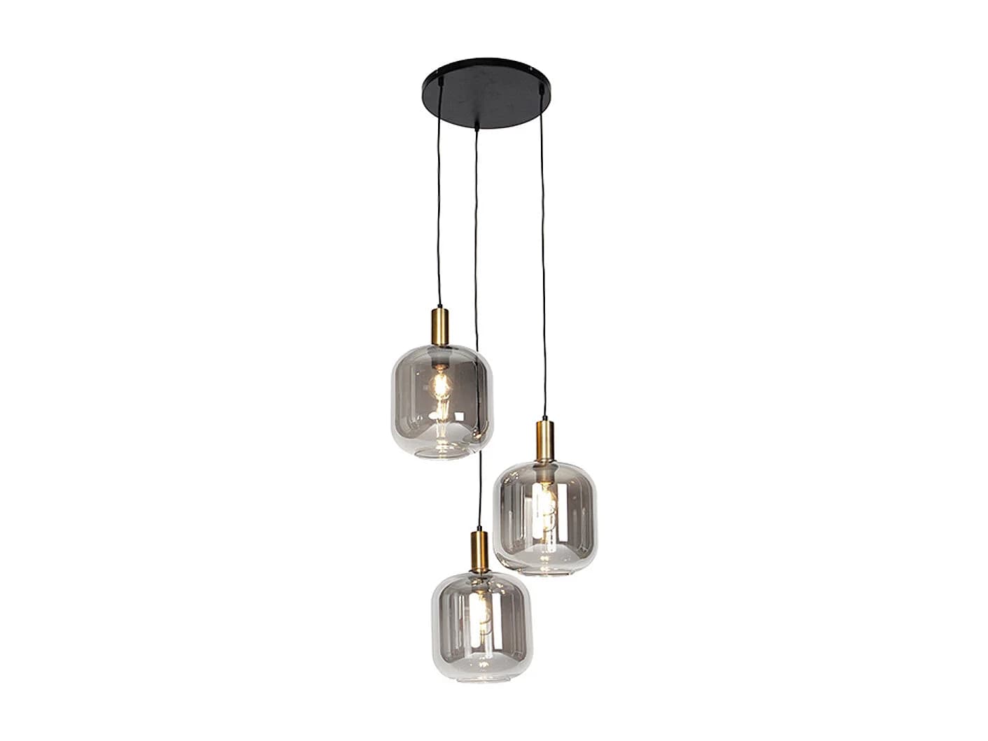 Suspension design noire avec verre doré et fumé 3 lumières - Zuzanna