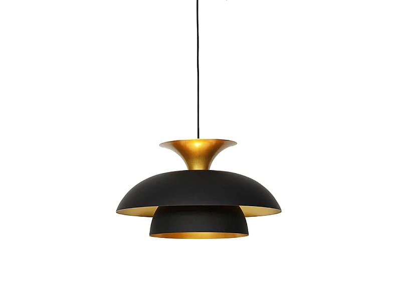Suspension ronde moderne noire avec or 3 couches - Titus