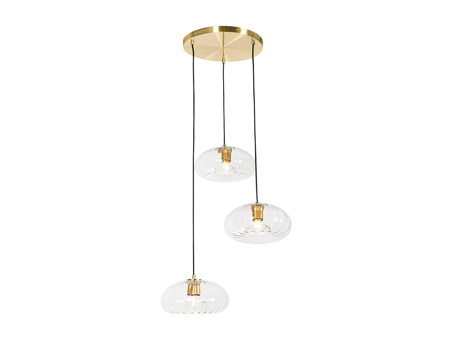 Suspension Art Déco dorée avec verre rond 3 lumières - Ayesha