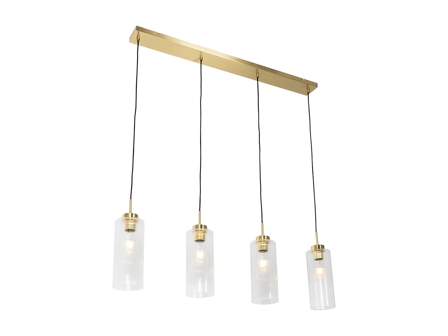 Suspension Art Déco dorée avec verre 4 lumières - Laura
