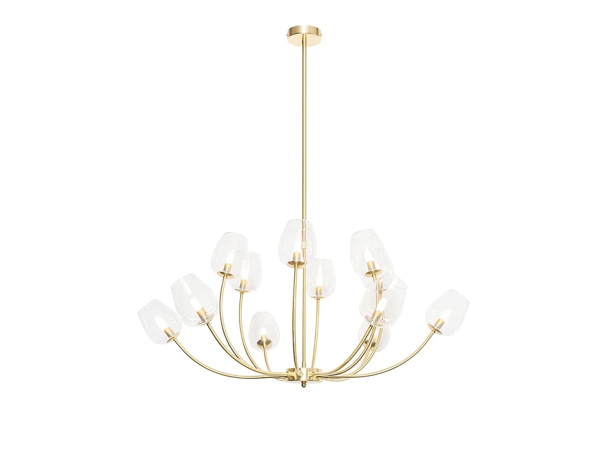 Suspension classique dorée avec verre 12 lumières - Elien