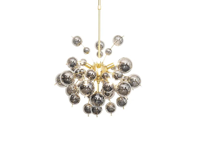Suspension design en laiton avec verre fumé 8 lumières - Explode