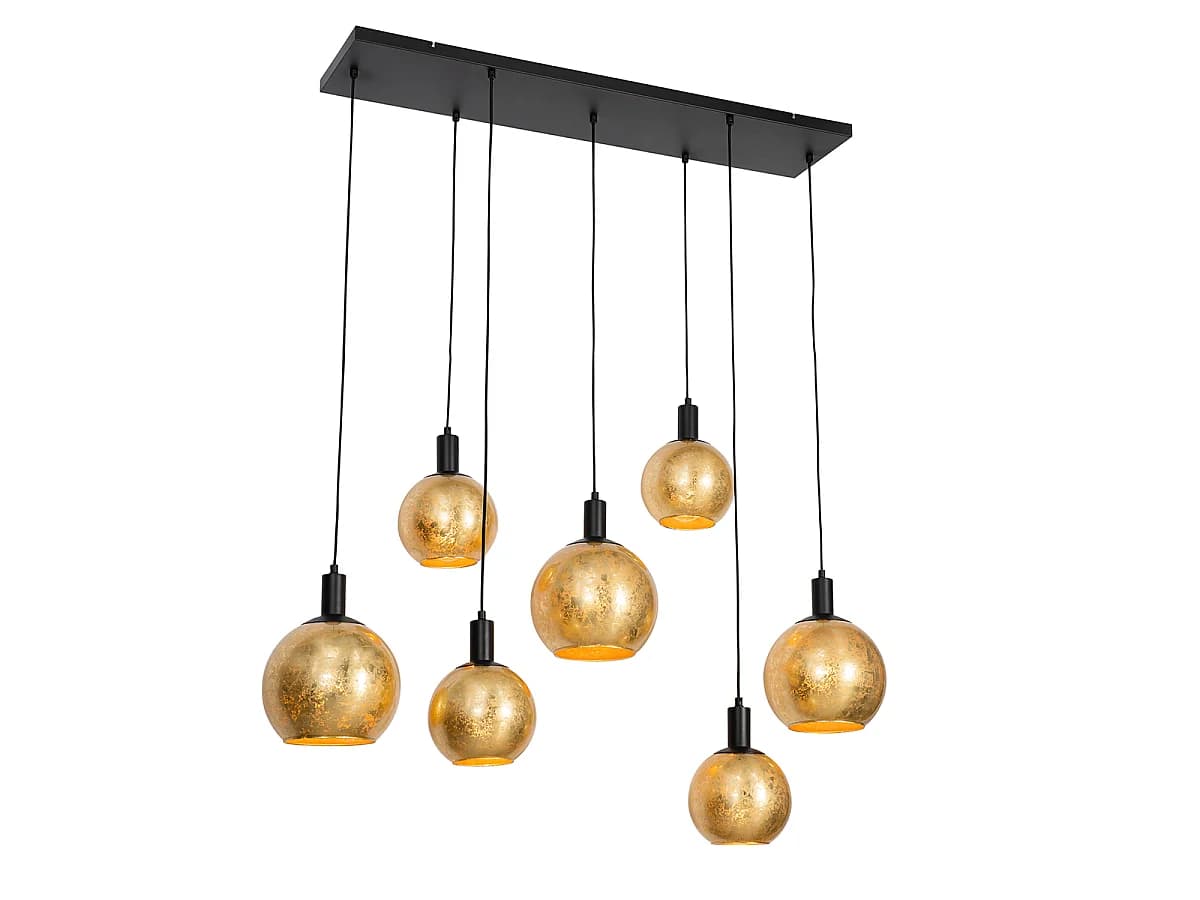 Suspension design noire avec verre doré 7 lumières - Bert