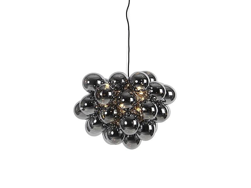 Suspension design noire avec verre fumé rond 8 lumières - Uvas