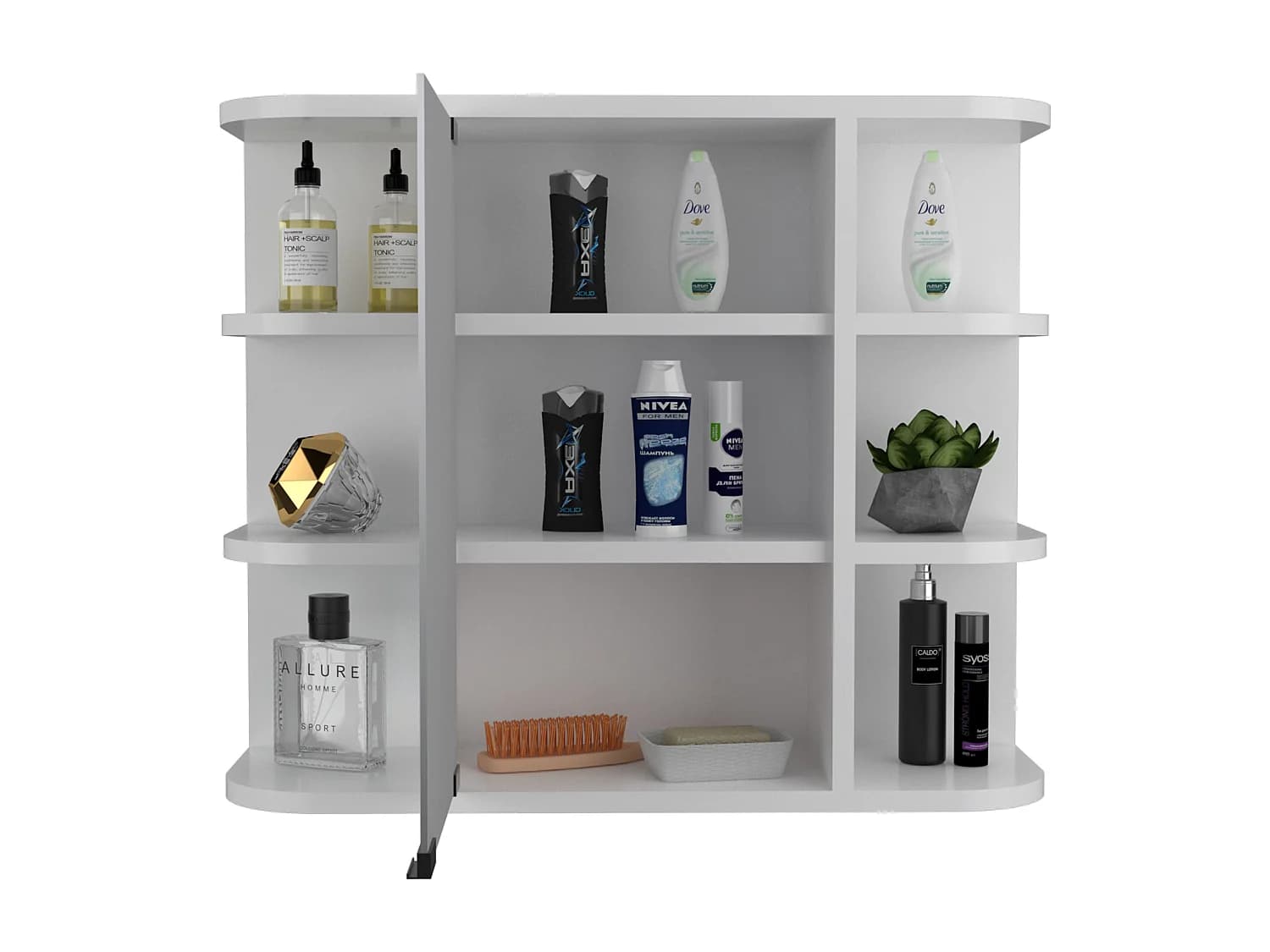 Armoire murale de salle de bain Milan avec étagères et miroir, 49.98 cm X 59.99 cm X 18.99 cm , Blanc