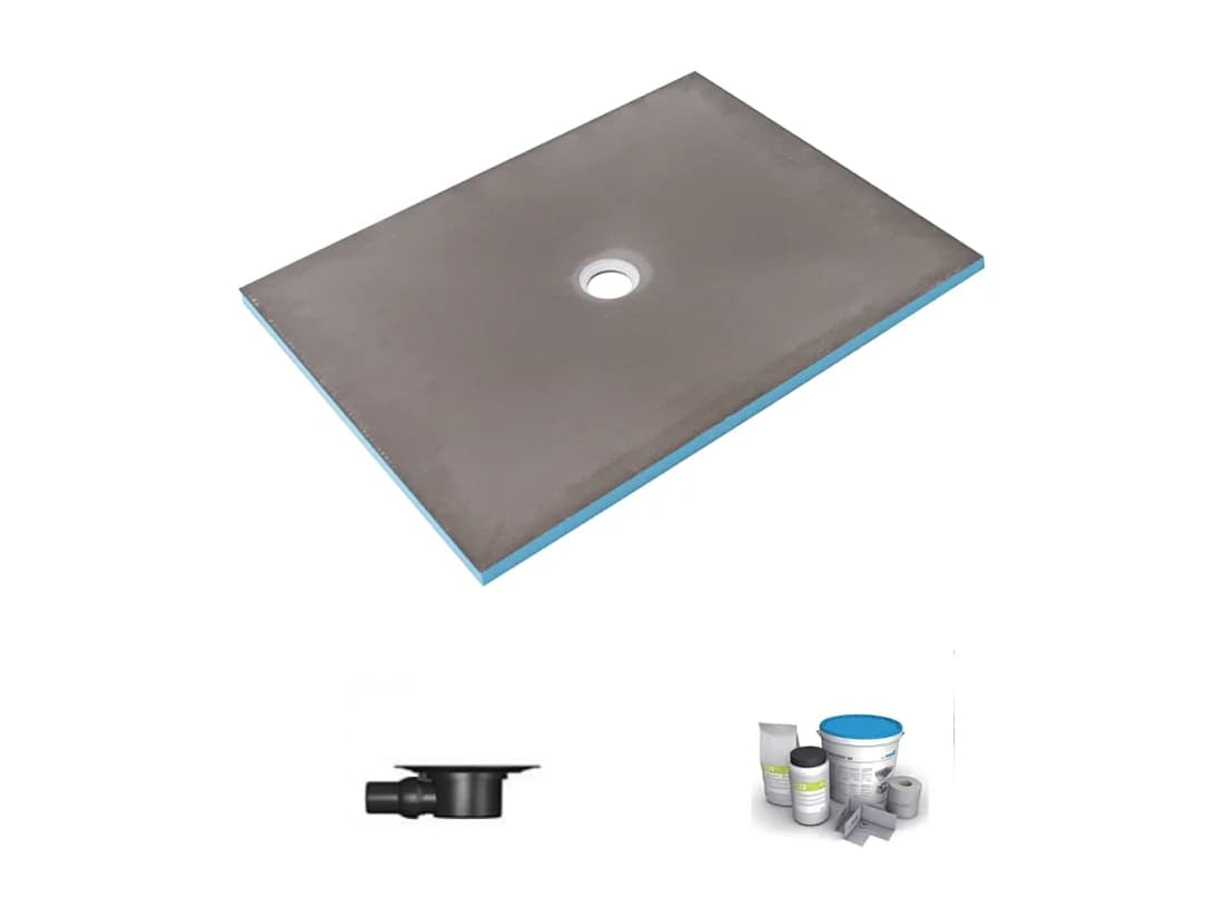 Receveur de douche à carreler 140 x 100 WEDI Fundo Primo rectangle écoulement centré + bonde horizontale + kit d'étanchéité