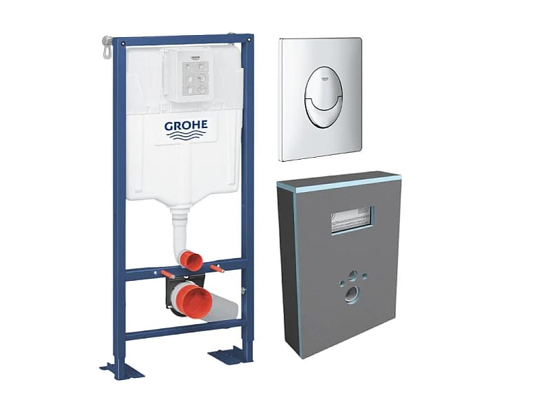 Bati support GROHE Solido + plaque chromée + habillage WEDI I-Board
