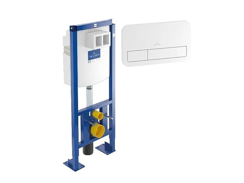 Bâti-support autoportant WC VILLEROY ET BOCH Viconnect avec plaque blanche