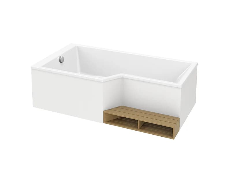 Baignoire bain douche 170 x 90 cm JACOB DELAFON Neo blanc mat gauche