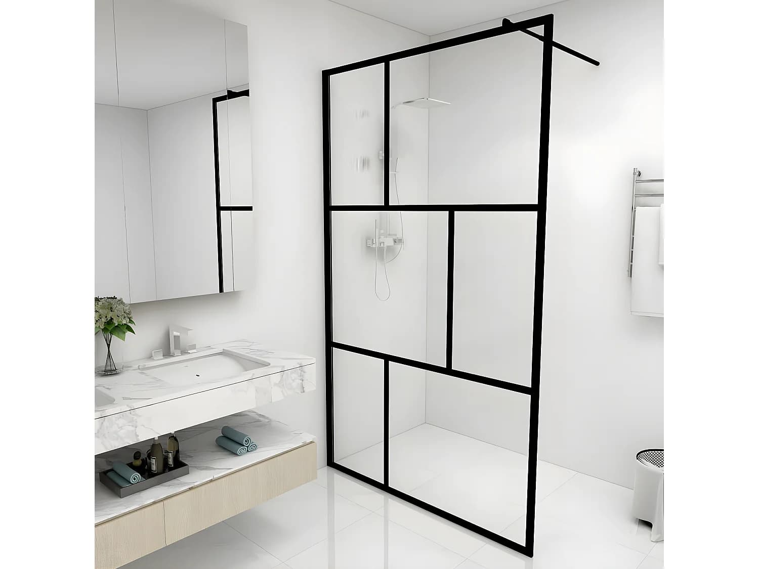 Paroi de douche à l'italienne avec verre trempé Noir 115x195 cm WVGQ1034