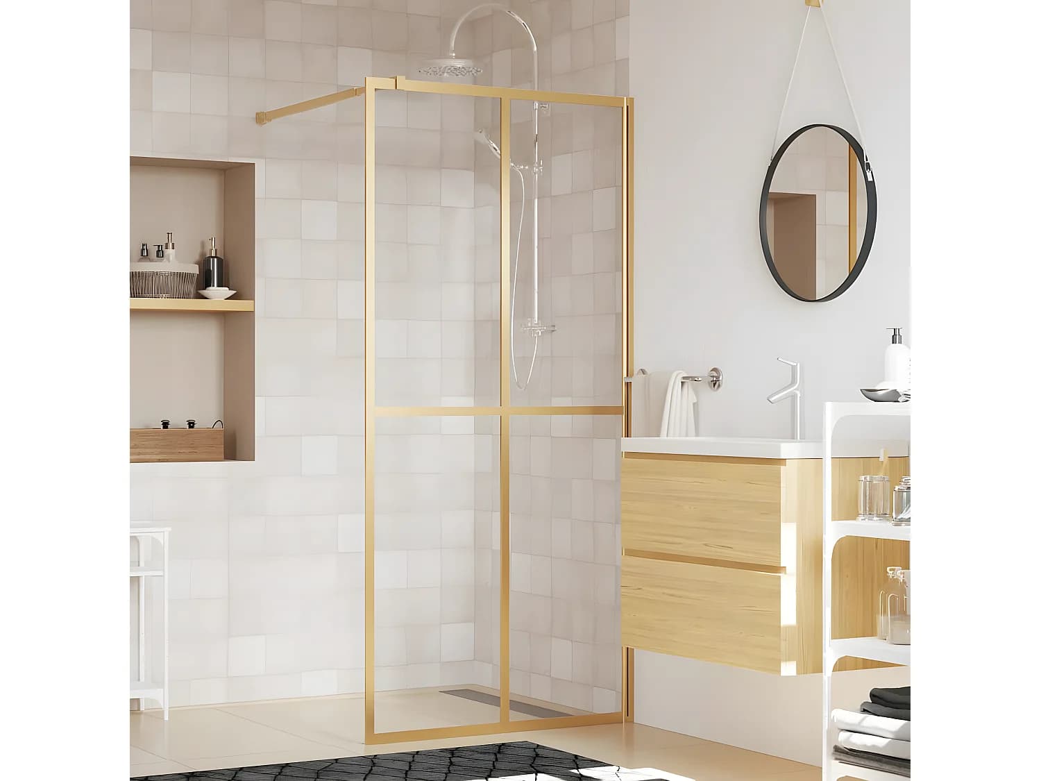 Paroi de douche avec verre ESG transparent doré 90x195 cm WVGQ5934