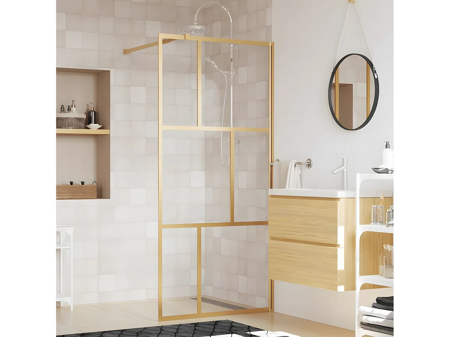 Paroi de douche avec verre ESG transparent doré 80x195 cm WVGQ1058