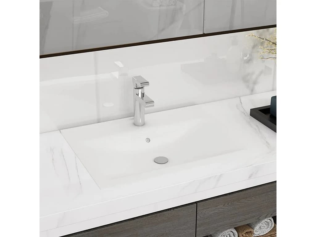 Vasque avec trou de robinet Blanc mat 60x46 cm Céramique WVGQ2747