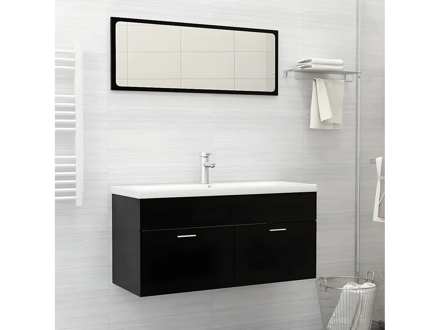 Vasque encastré avec robinet 101x39x18 cm Céramique Blanc WVGQ4420