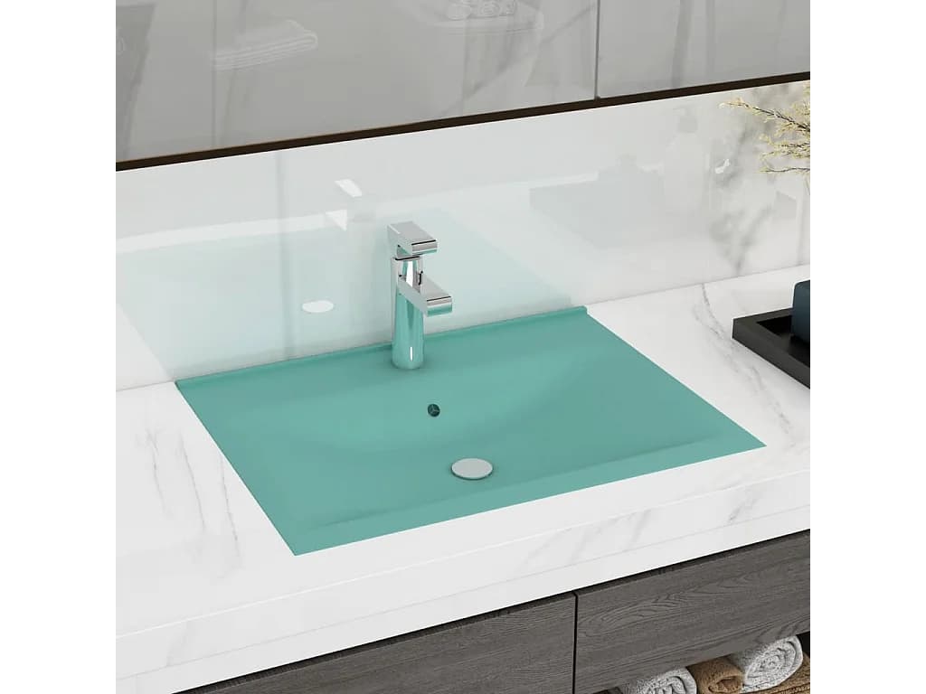 Vasque avec trou de robinet Vert clair mat 60x46 cm Céramique WVGQ8627