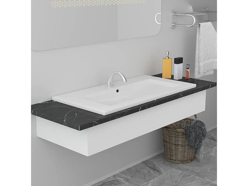 Vasque encastré 81 x 39,5 x 18,5 cm Céramique Blanc WVGQ2825