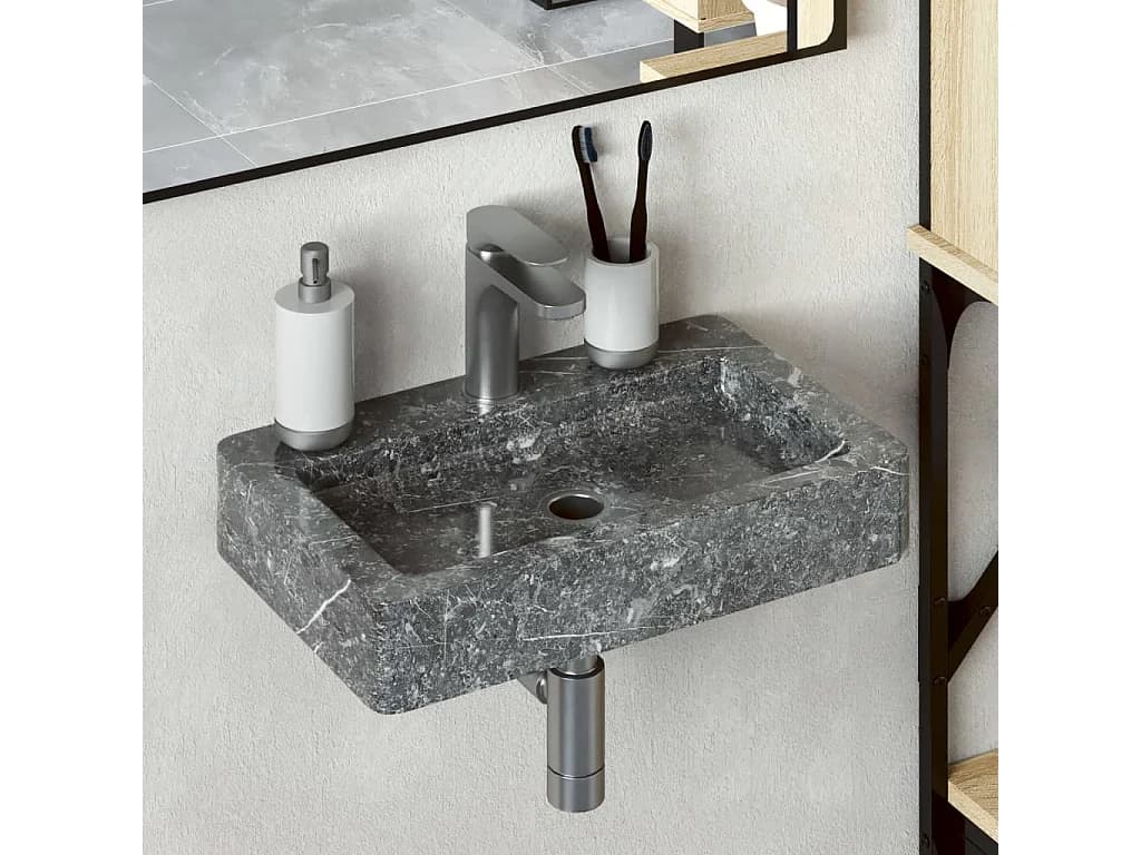 Vasque suspendue gris 38x24x6,5 cm marbre WVGQ4473