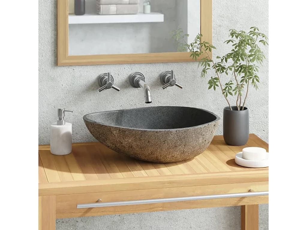 Vasque en pierre de rivière Ovale 37-46 cm WVGQ5945