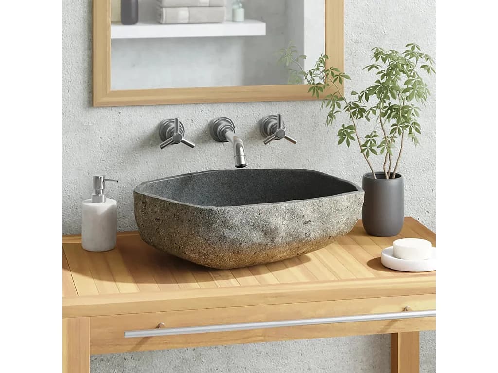 Vasque en pierre de rivière Ovale 45-53 cm WVGQ8445