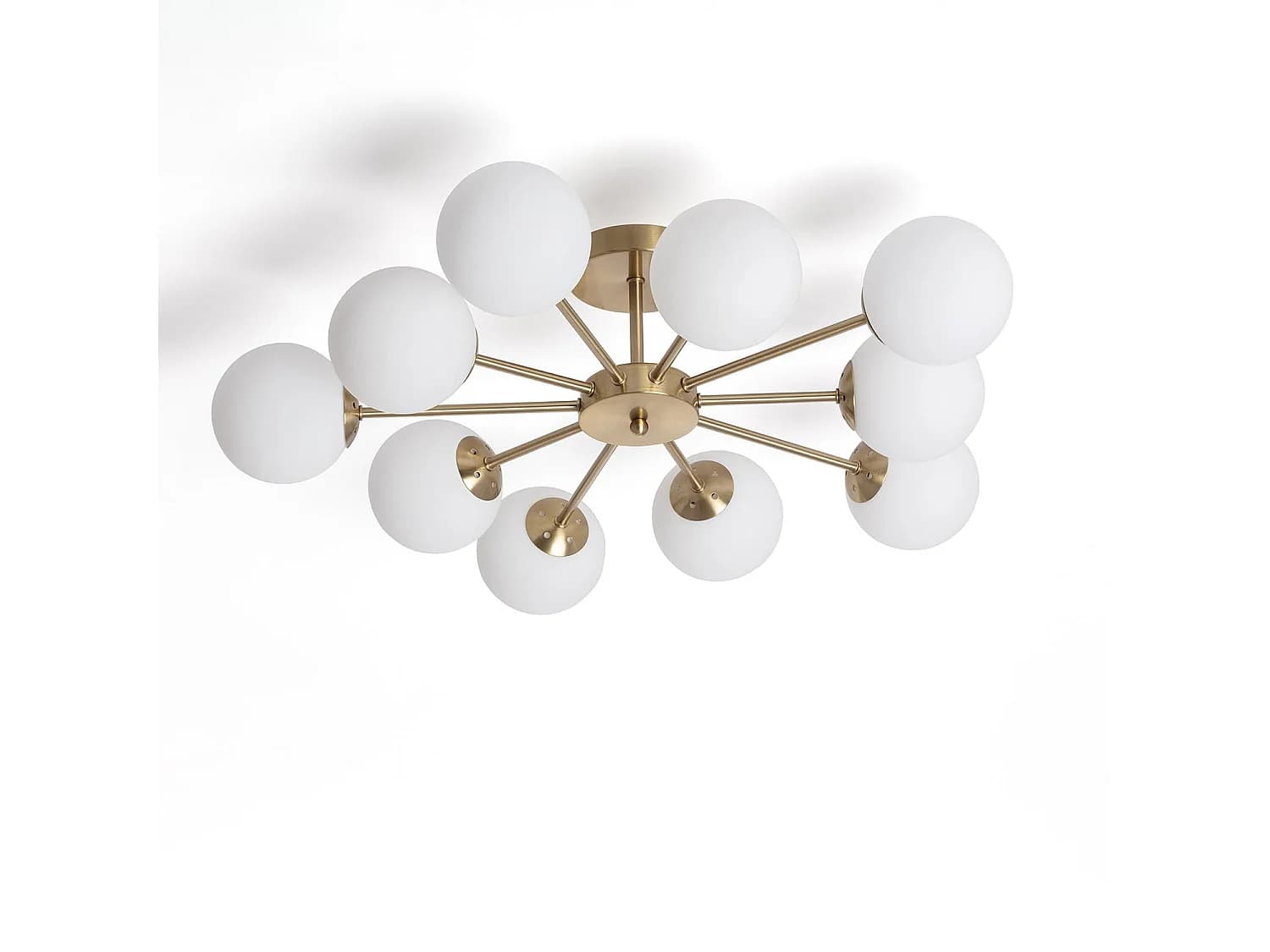 Plafonnier Métal et Verre Moonlight Brass 10 Spots Doré