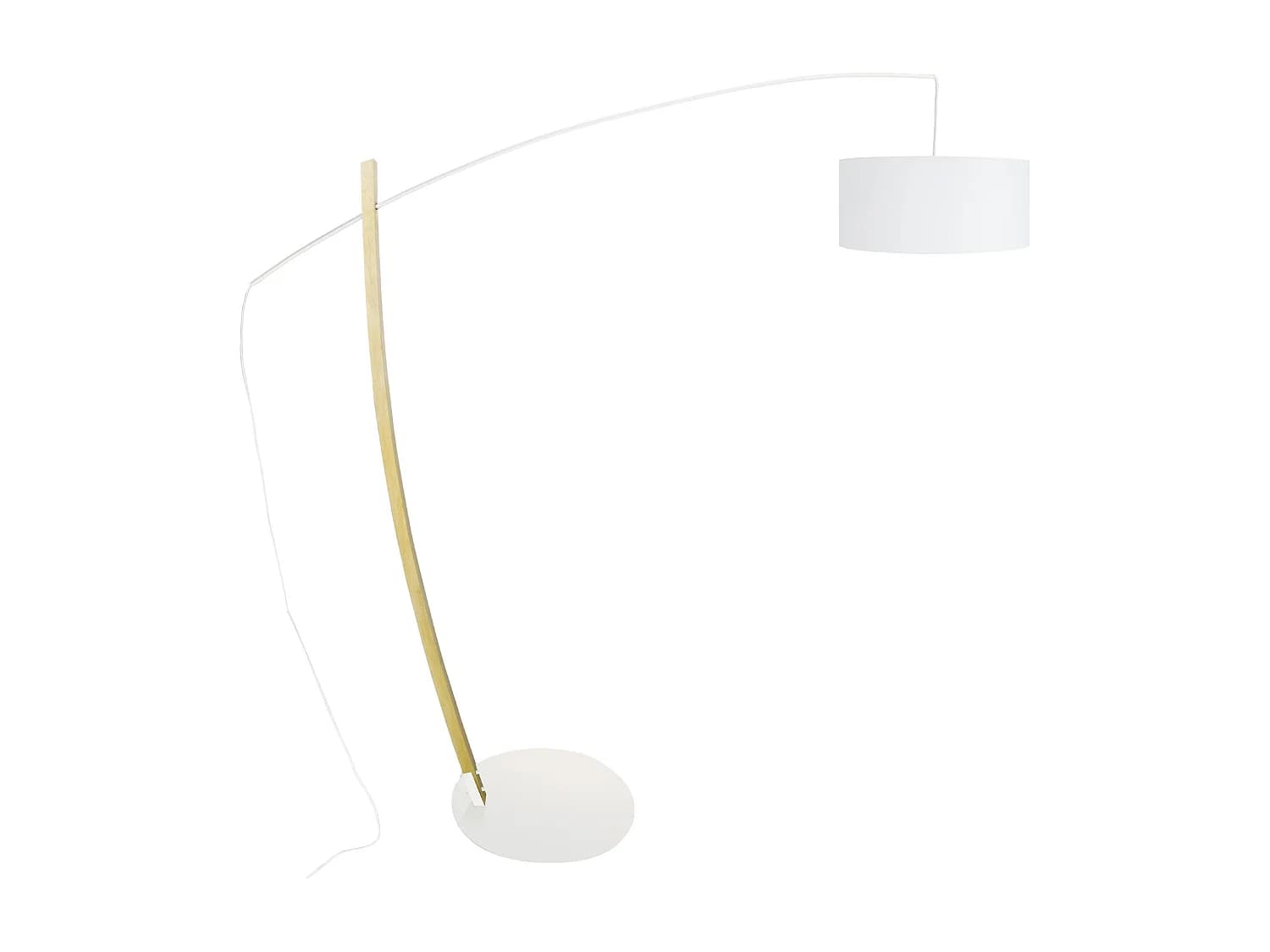Lampadaire arqué bois naturel noir, 190 cm.