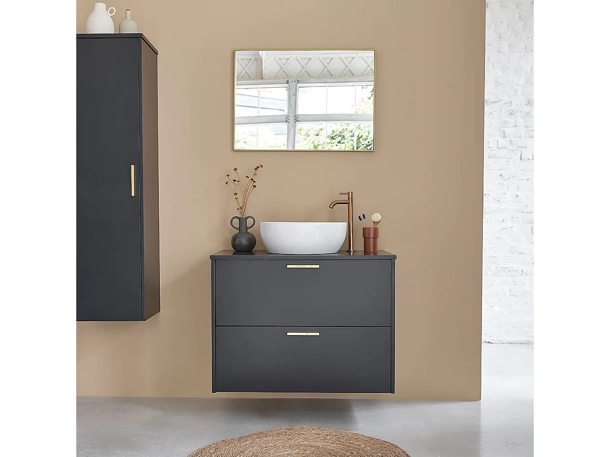 Meuble de salle de bain en bois d'acacia 80 cm
