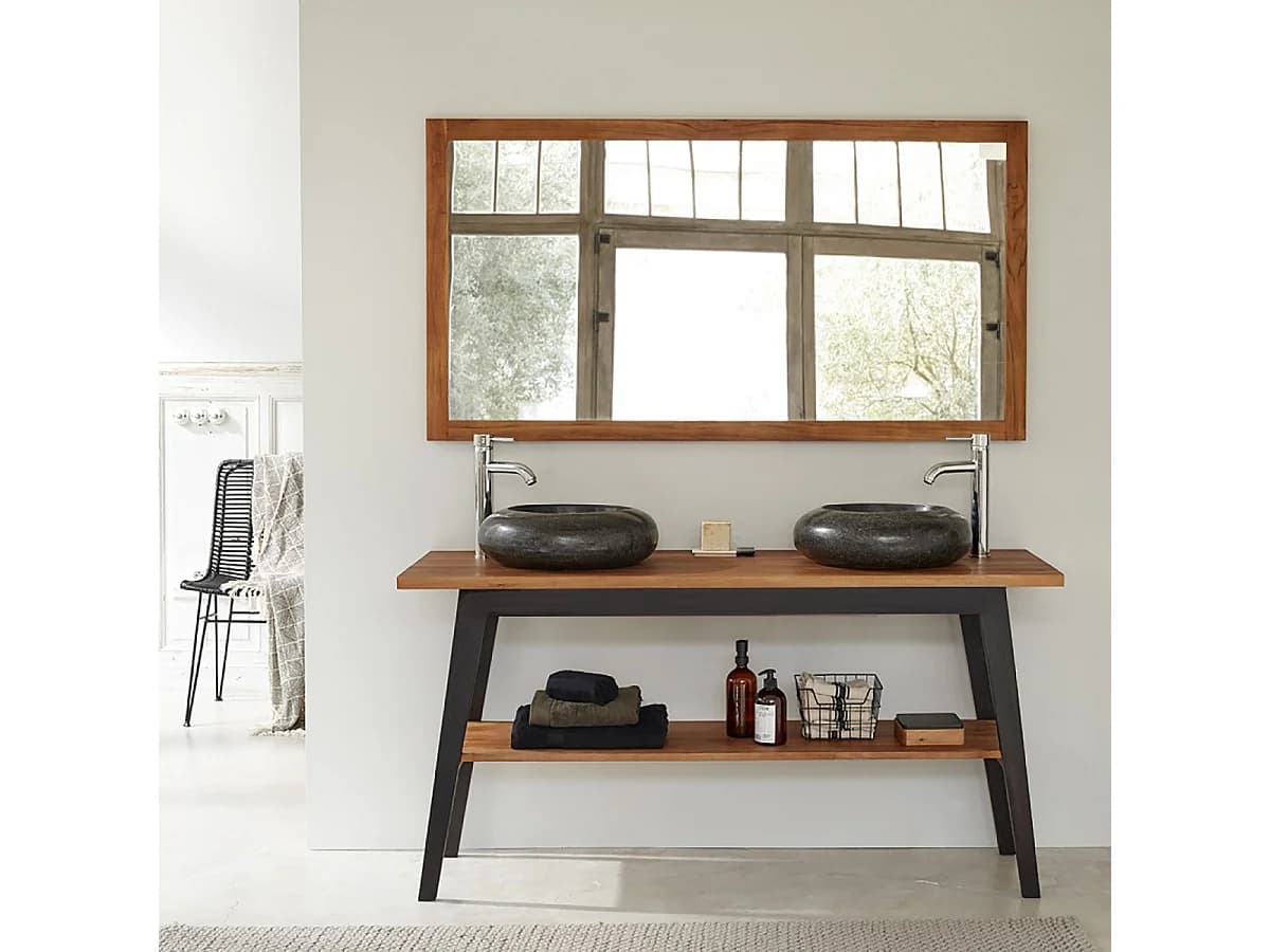 Meuble de salle de bain en teck massif 150 cm