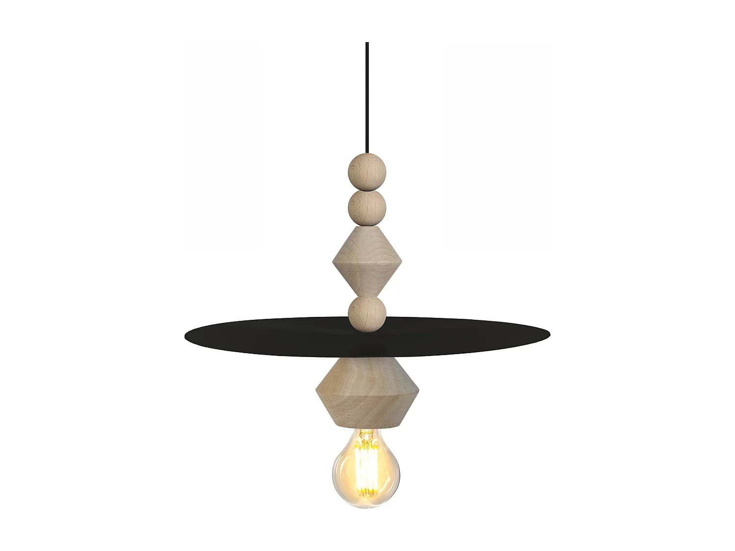 Suspension TOSEL ,bois,Noir ,H60xD 10xP10cm