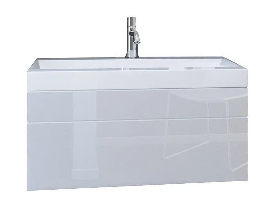 Meuble sous vasque suspendu collection RAVEN, coloris blanc mat et blanc brillant, idéal pour une salle de bain design