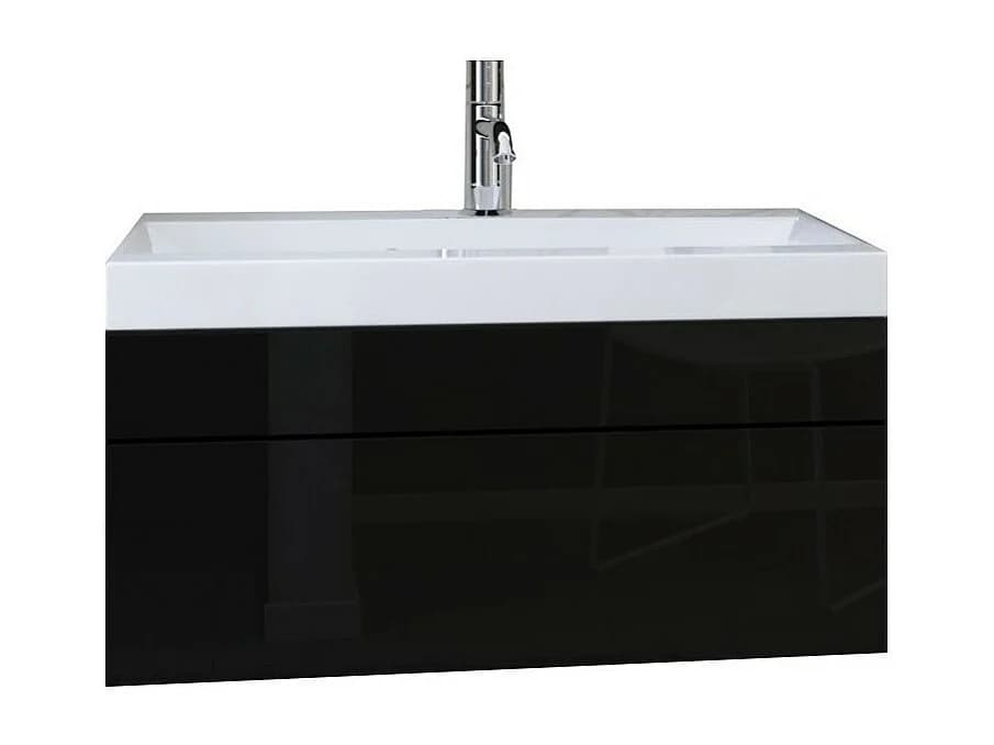 Meuble sous vasque 80cm suspendu collection RAVEN, coloris noir mat et brillant, idéal pour une salle de bain design