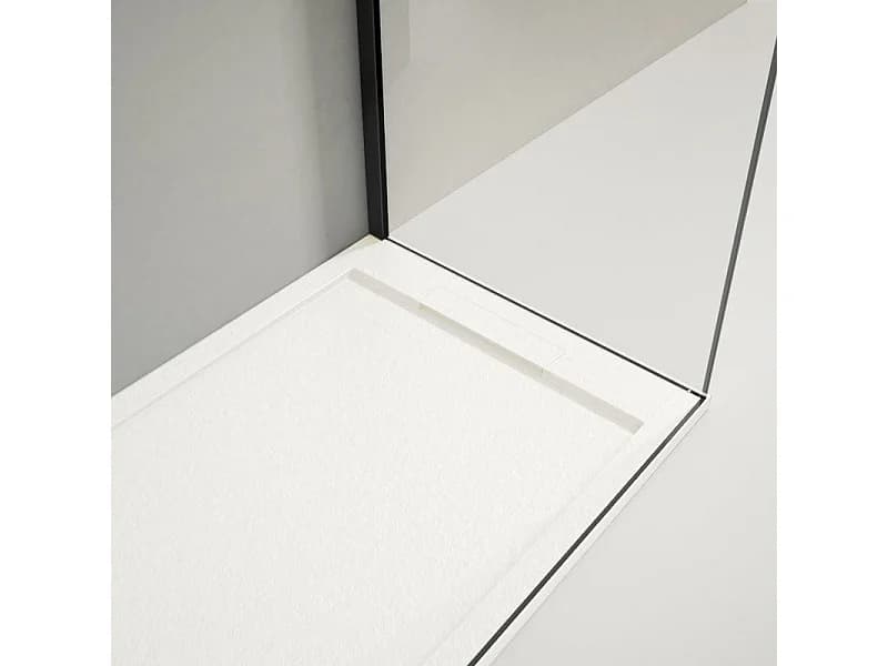Receveur de douche 80x180cm extra plat LUX en résine surface ardoisée blanc