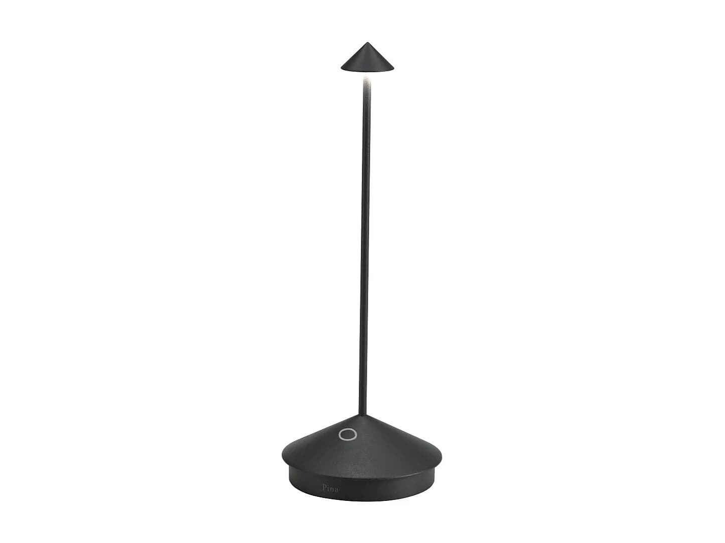 Lampe de table LED Pina Pro Noir Mat rechargeable et dimmable sans fil Zafferano