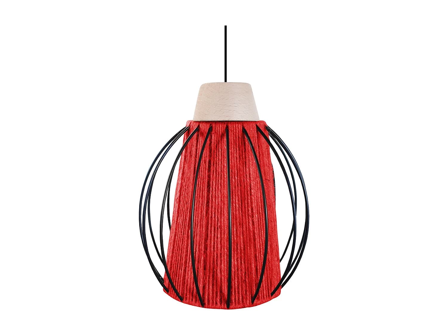 Suspension TOSEL ,métal,fibre ,Rouge ,H 90xD 20x P 20cm