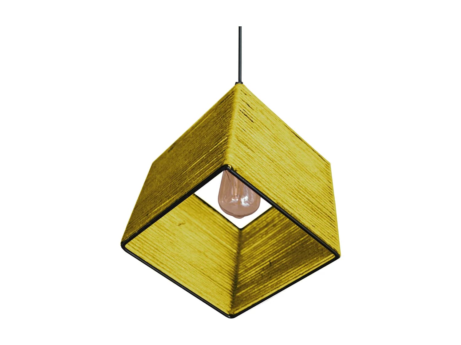 Suspension TOSEL ,métal,fibre ,Jaune , H 90xD25xP25cm