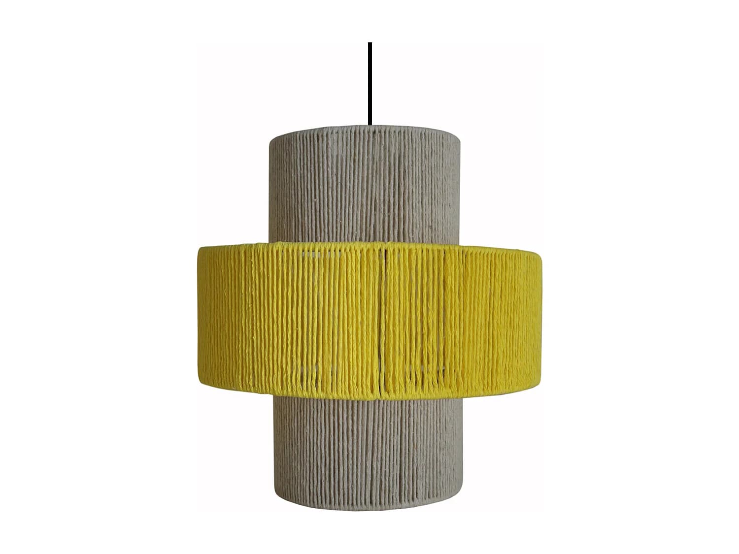 Suspension TOSEL ,métal,fibre ,Jaune ,H90xD 40x P 40cm