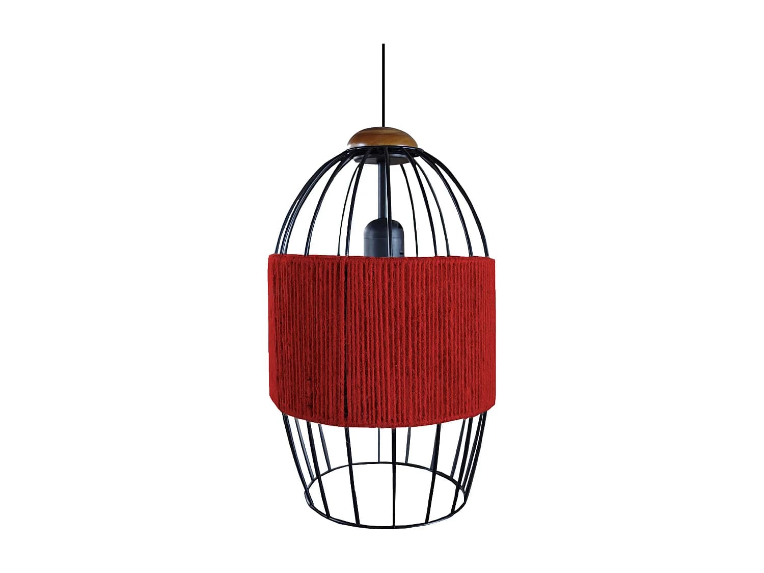 Suspension TOSEL ,métal,fibre ,Rouge ,H90xD20xP20cm