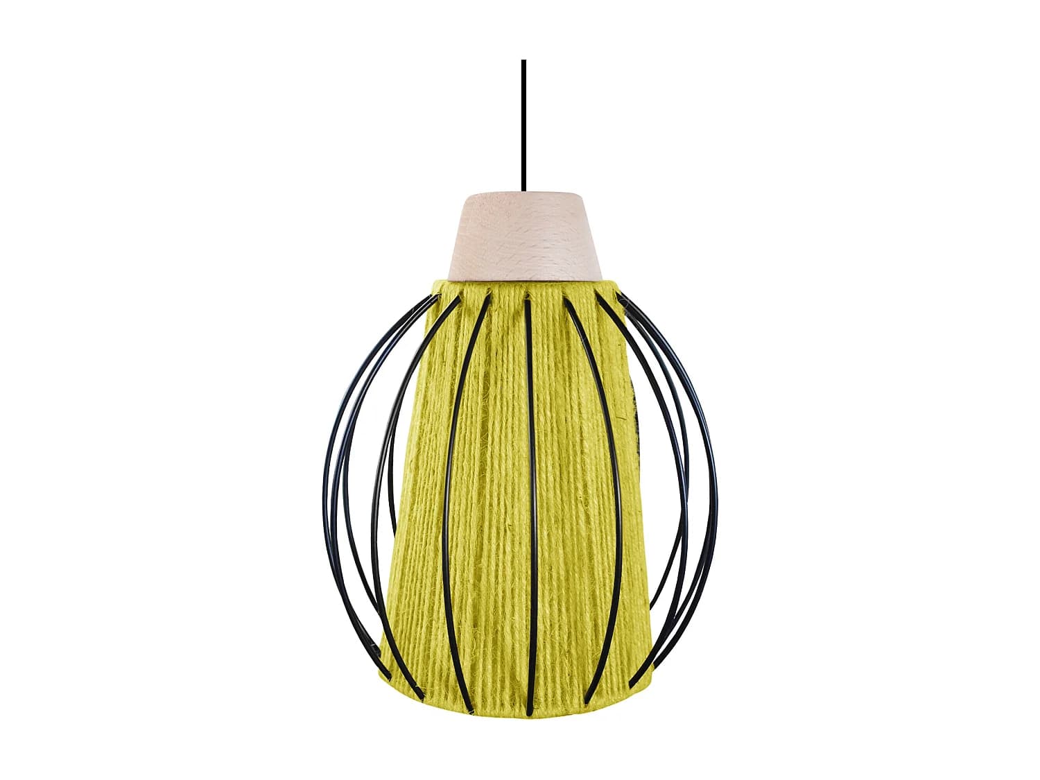 Suspension TOSEL ,métal,fibre ,Jaune ,H90xD 20xP20cm