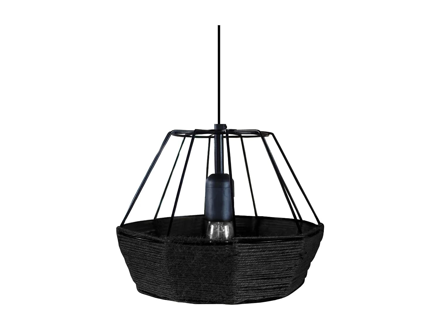 Suspension TOSEL ,métal,fibre ,Noir ,H90x D 25xP25cm