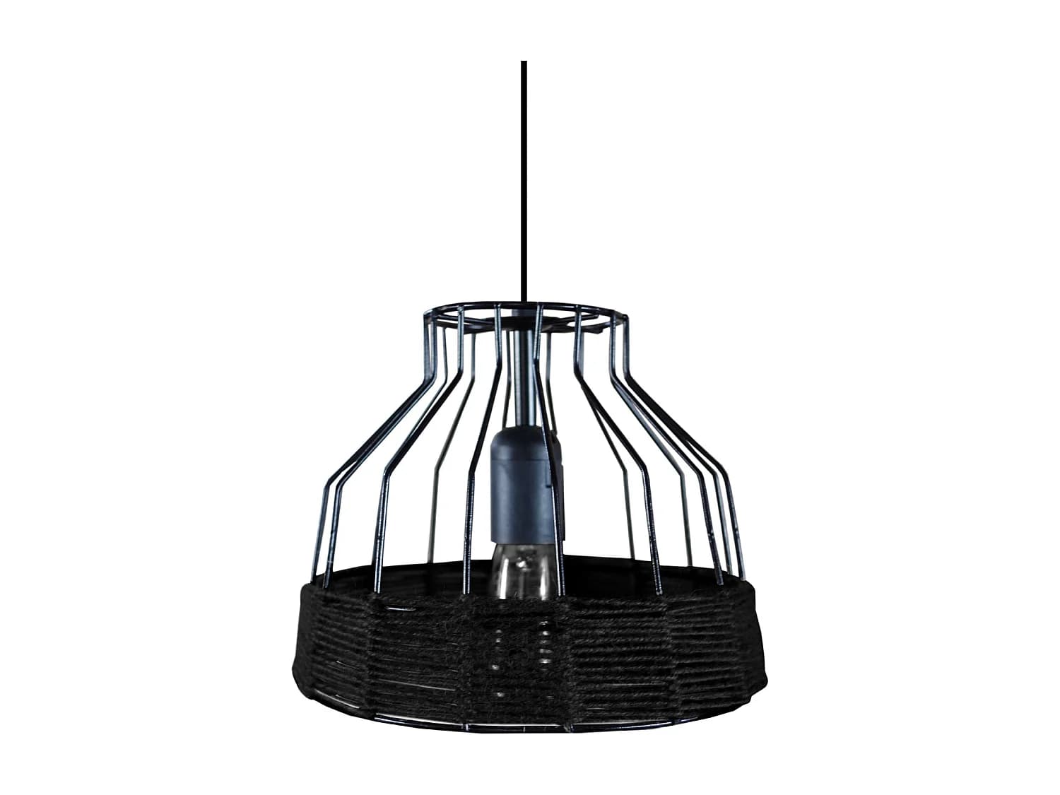 Suspension TOSEL ,métal,fibre ,Noir ,H90x D25xP25 cm