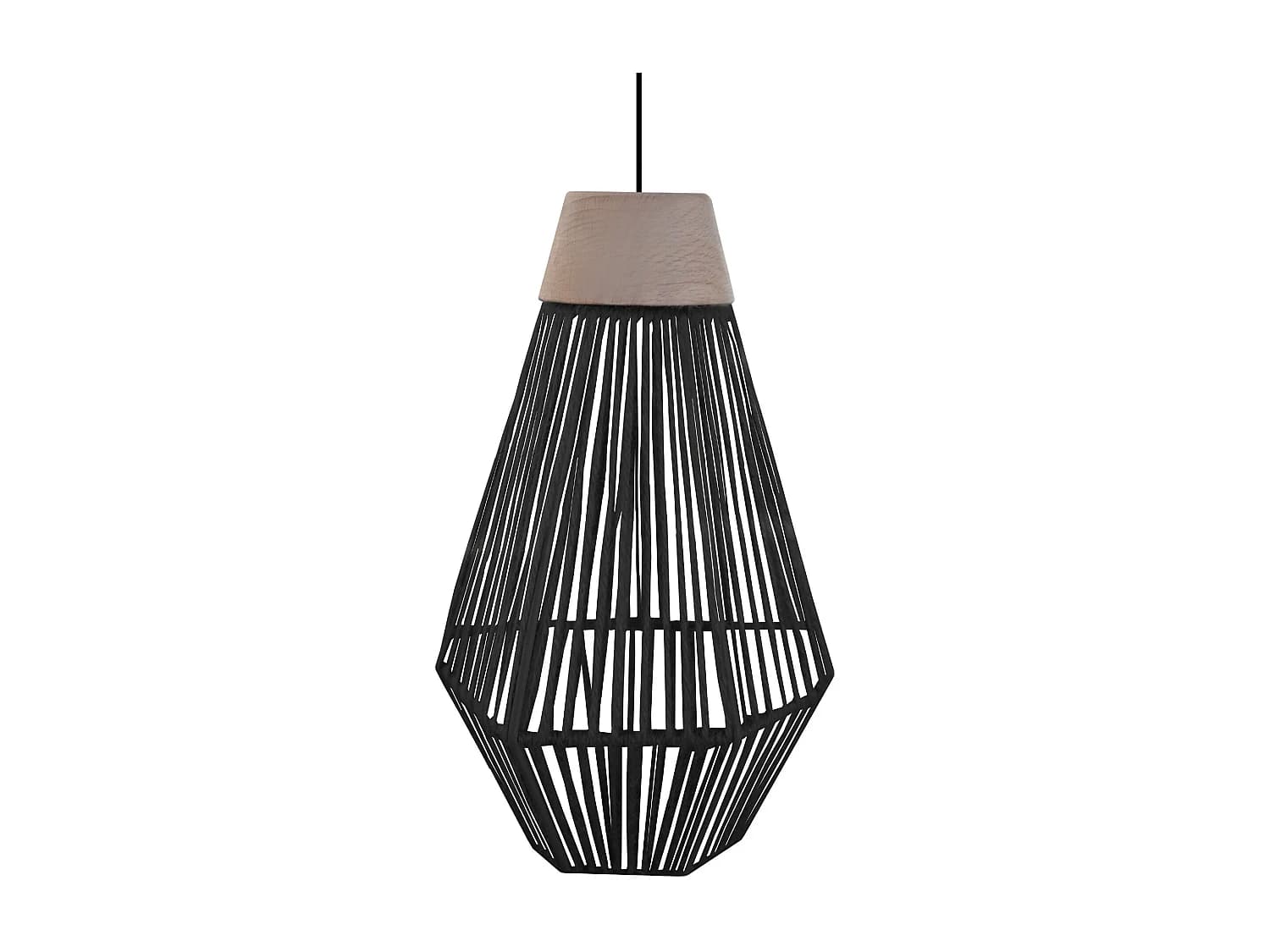 Suspension TOSEL ,métal,fibre ,Noir ,H 80x D16xP16cm