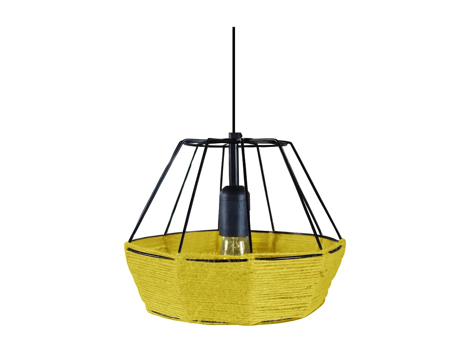 Suspension TOSEL ,métal,fibre ,Jaune ,H90xD25x P 25cm