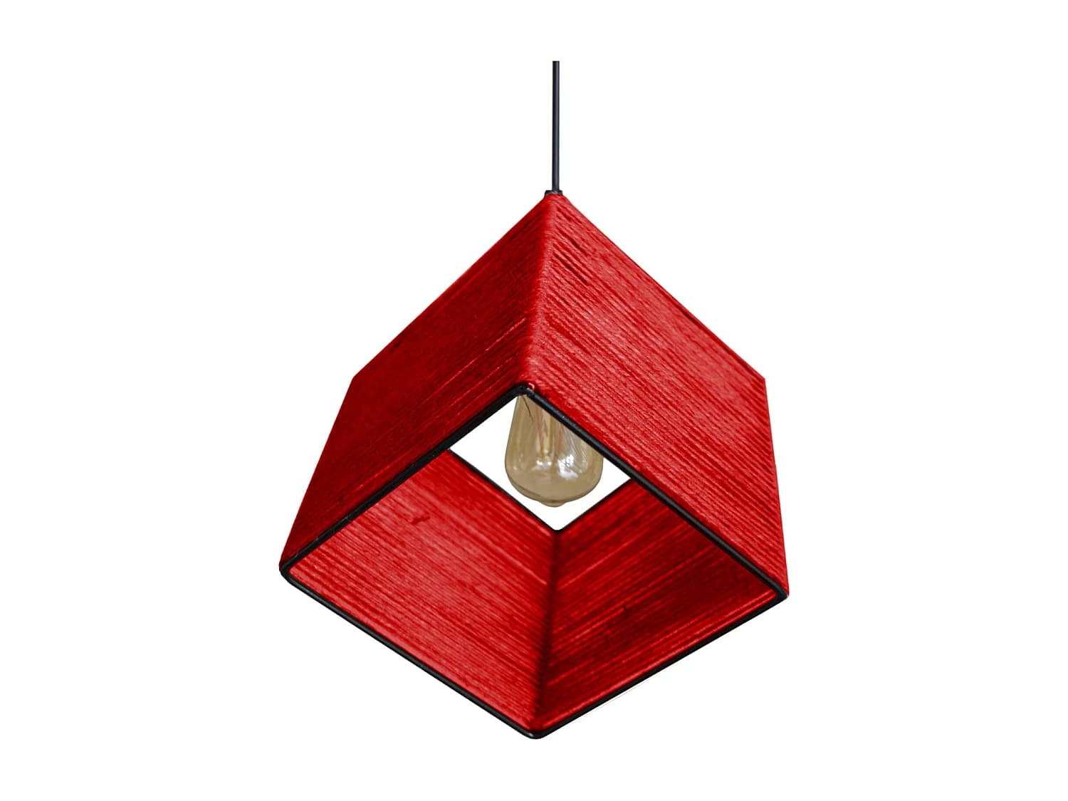 Suspension TOSEL ,métal,fibre ,Rouge ,H90xD20xP20 cm