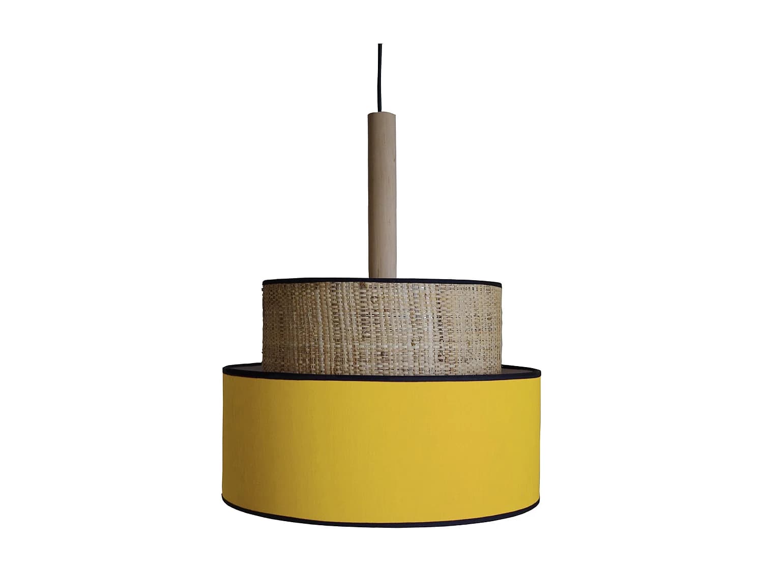 Suspension TOSEL ,métal,fibre ,Jaune , H 95xD50xP50cm