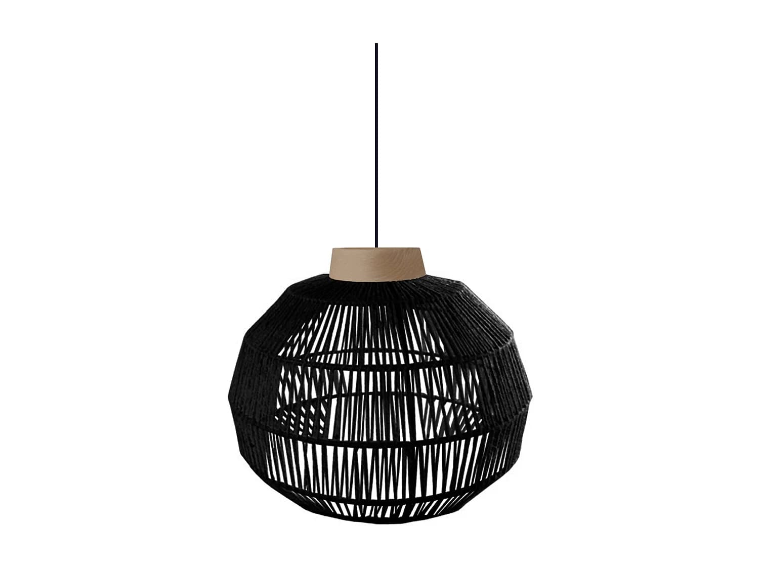 Suspension TOSEL ,métal,fibre ,Noir ,H90x D 40xP40cm