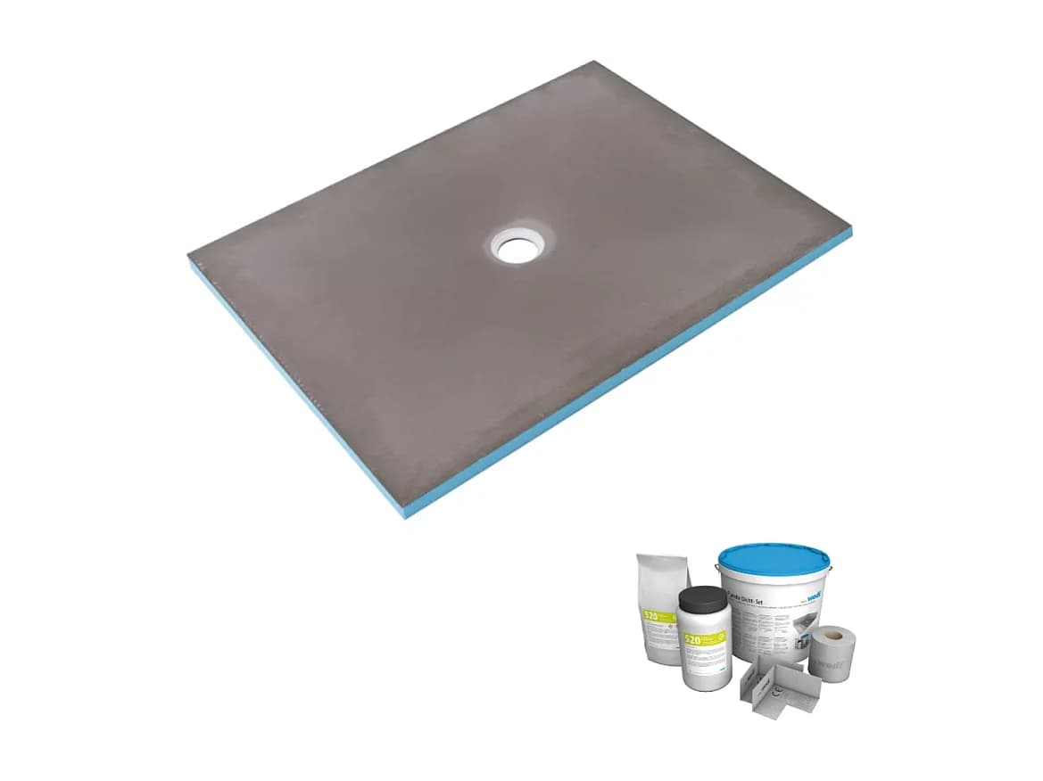 Receveur de douche à carreler 150 x 100 WEDI Fundo Primo rectangle écoulement centré + kit d'étancheité