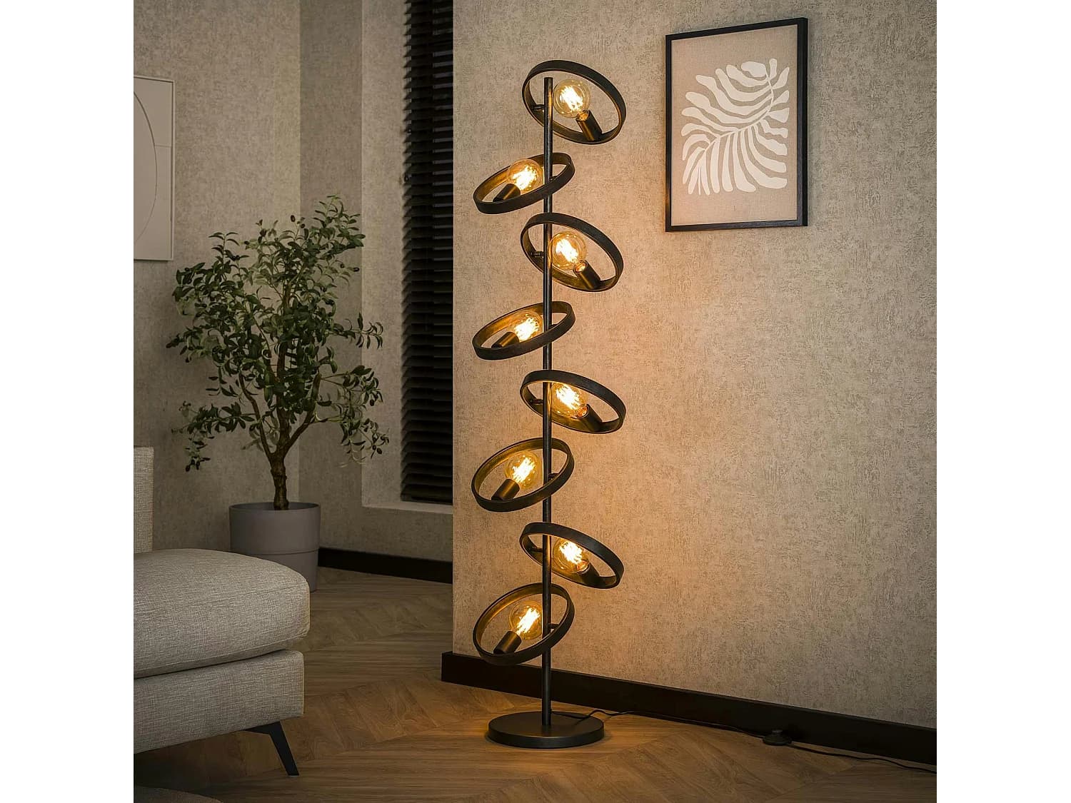 Lampadaire salon 8 anneaux RALF