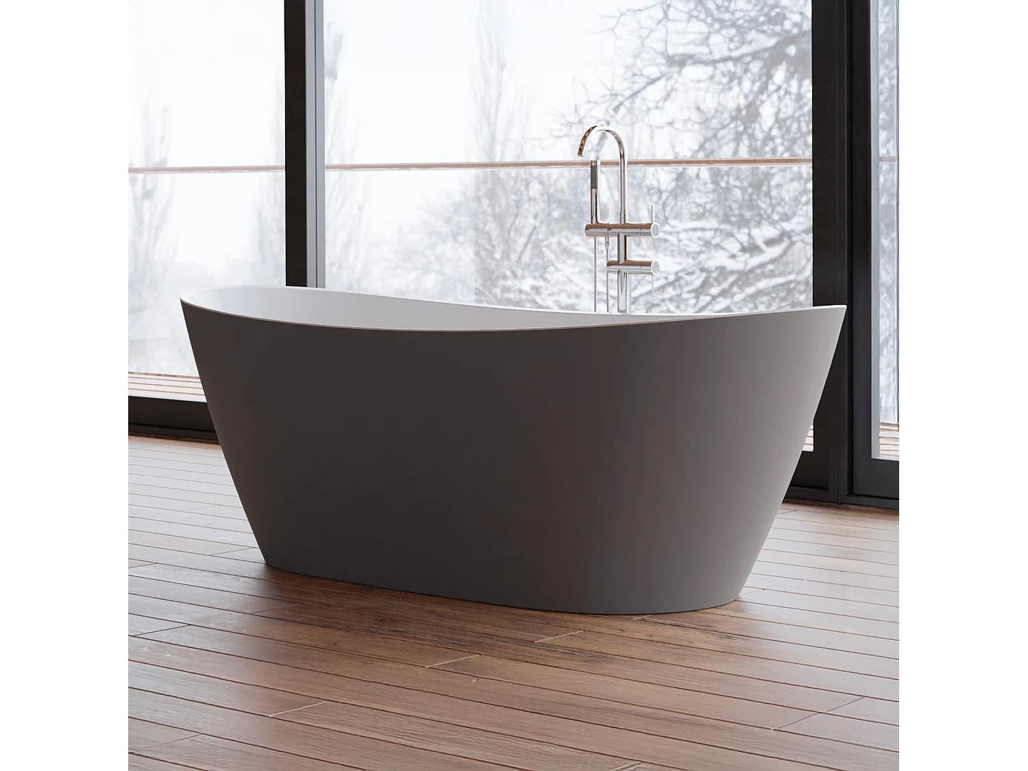 Baignoire îlot Ovale Venecia 170 Grise 170 X80 X57 Cm, By Spalina