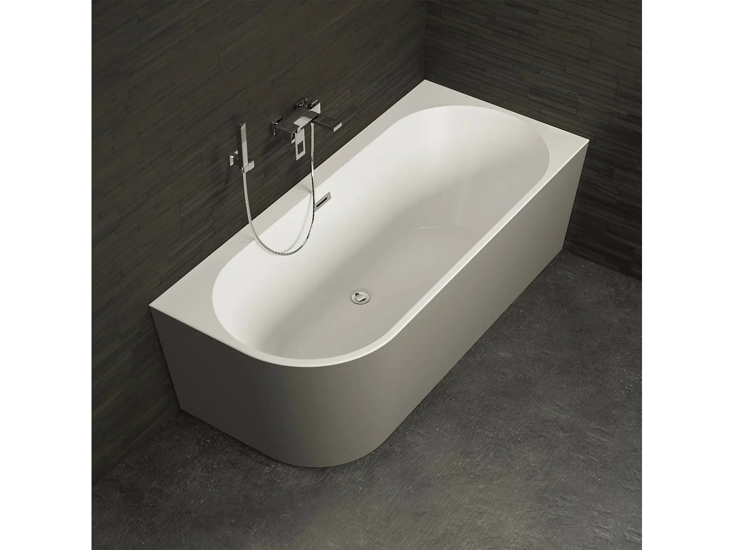 Baignoire Semi-îlot Murale D'angle Capri 170 Droite Grise 170 X76 X58 Cm, By Spalina