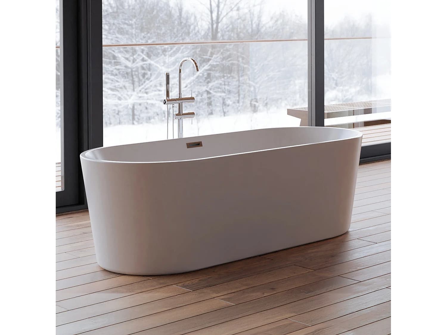 Baignoire îlot Ovale Jade 170 Blanche 170 X80 X58 Cm, By Spalina